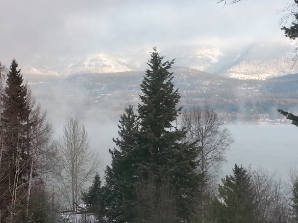 Steam coming off the lake on an cold morning